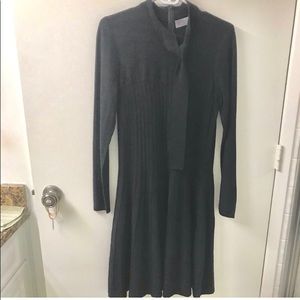Teri Jon black merino wool knit dress